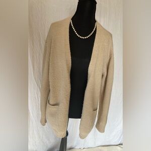 Zenana Womens Medium Open Sweater Tan Beige